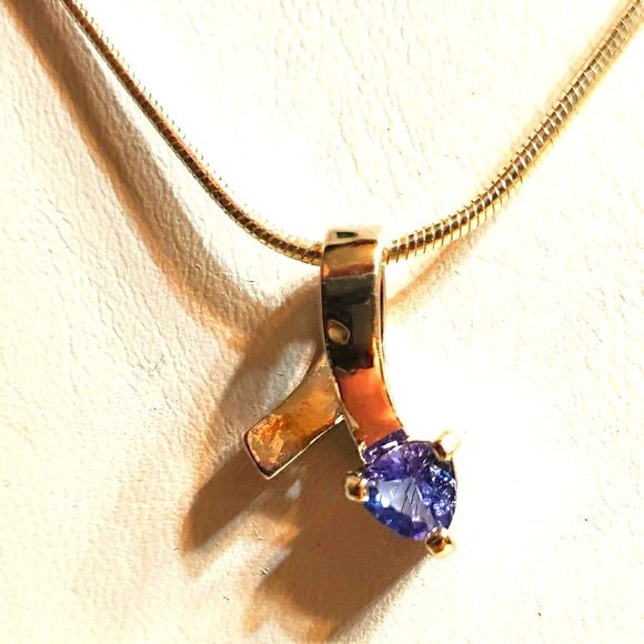 Sale AZURITE SLIDE CHARM with snake chain STERLING SILVER VINTAGE EXCELLENT - Picture 2 of 10